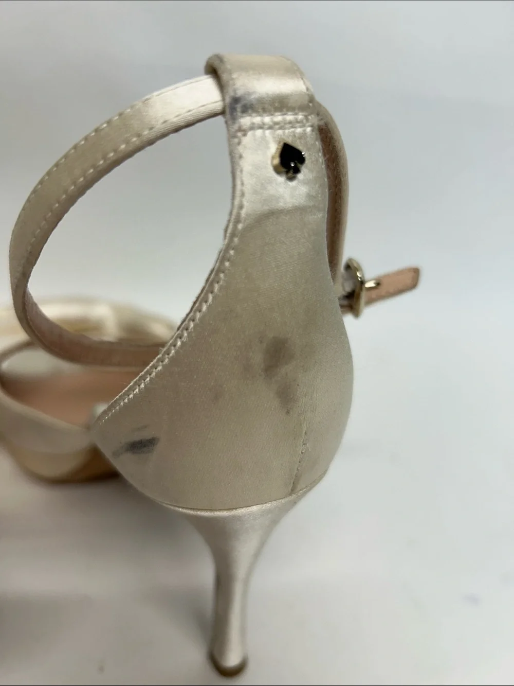 kate spade Ivory Satin Knot Ankle-Strap Heels 7b